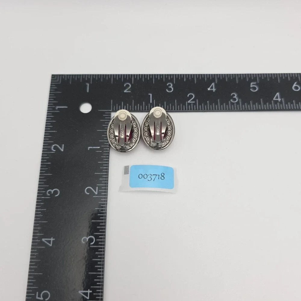 VTG SWAROVSKI Earrings Austrian Crystal Wine Red Gunmetal‎ Grey Clip-Ons Signed